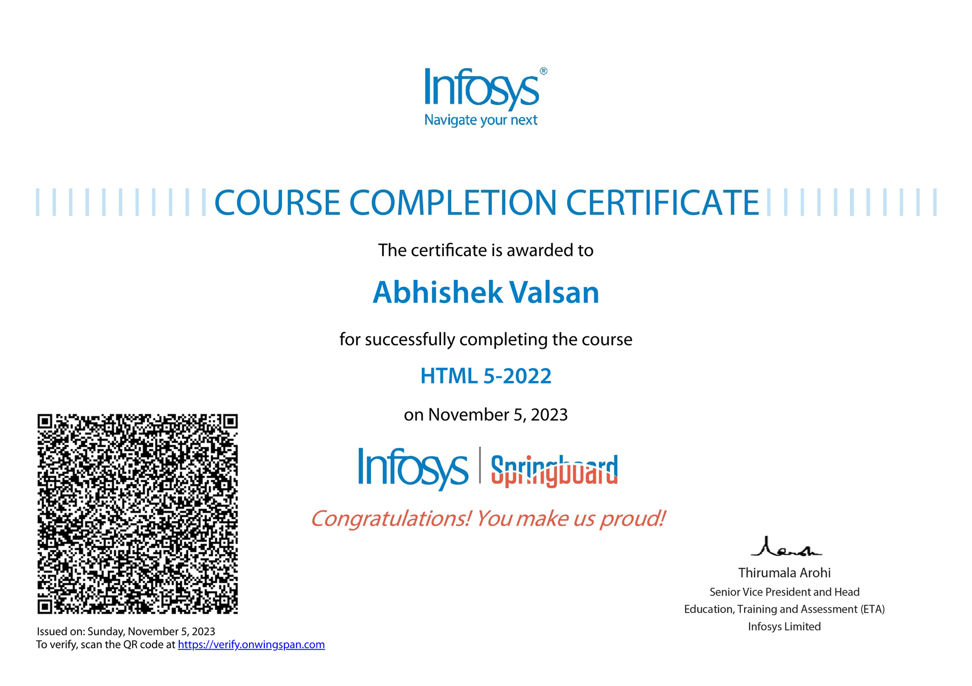 Image of html5 certificate