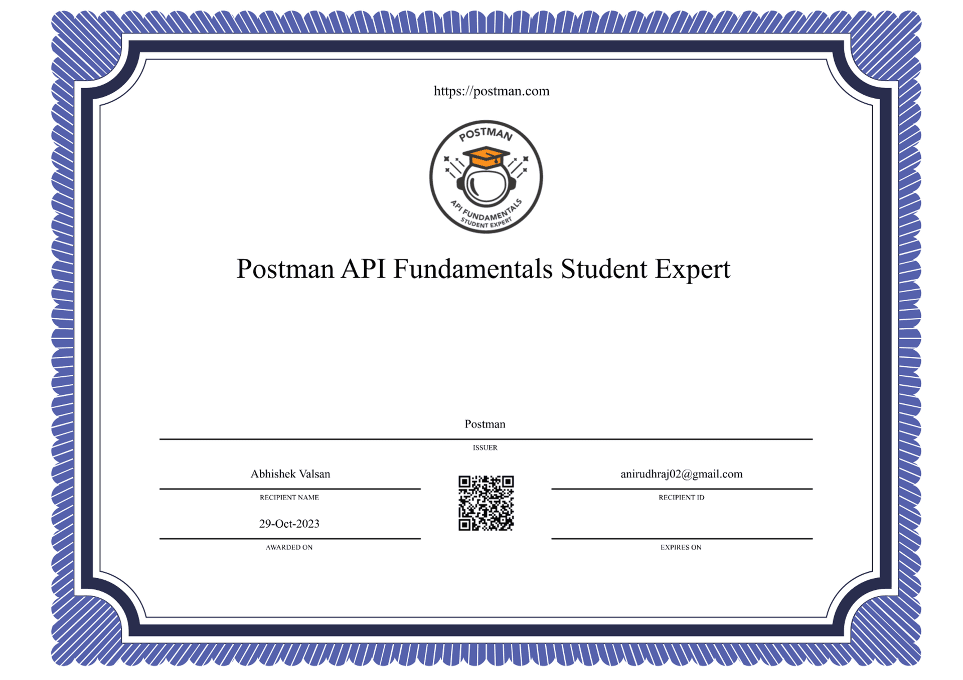 Image of postman certificate