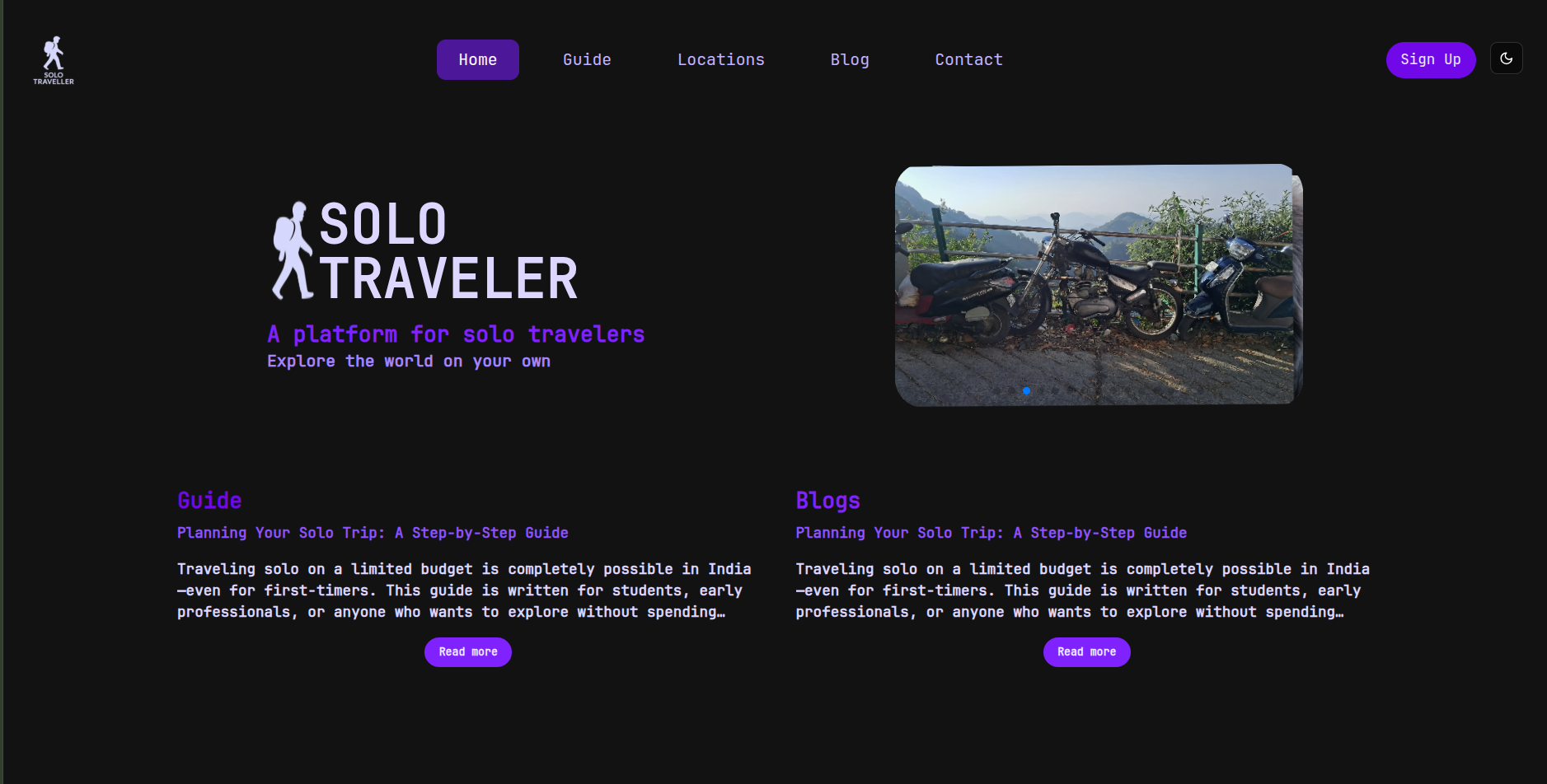 image of SoloTraveller project